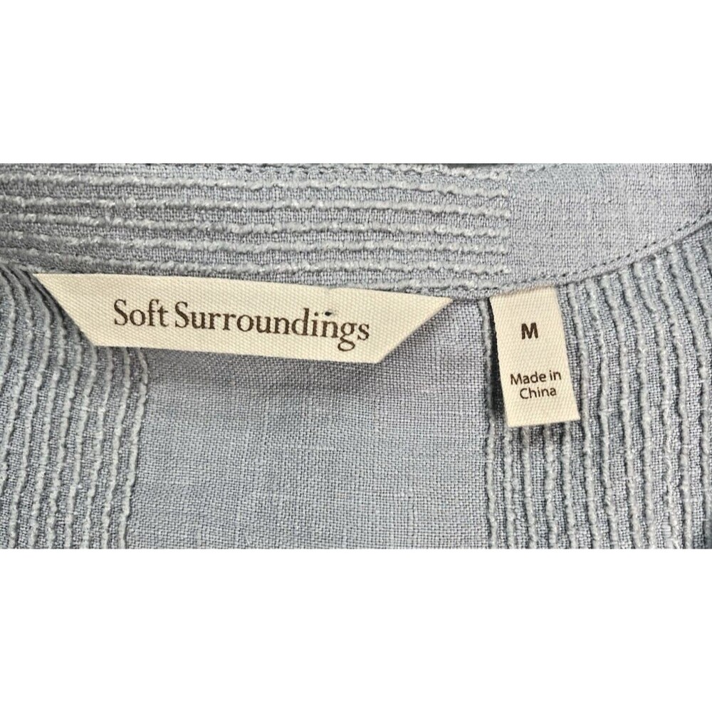 Soft Surroundings NEW! womens 1/2 button long sleeve summer linen shirt sz M - Picture 7 of 8